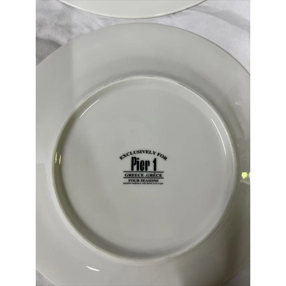 Pier 1 Four Seasons Salad Plates 7 3/4” Set of‎ 4 Winter Spring Autumn x2 READ